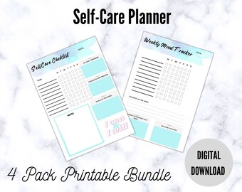 Self-Care Planner Checklist Bundle for Mental mental health and wellness, Gratitude Reflection and self love, undated printable planner