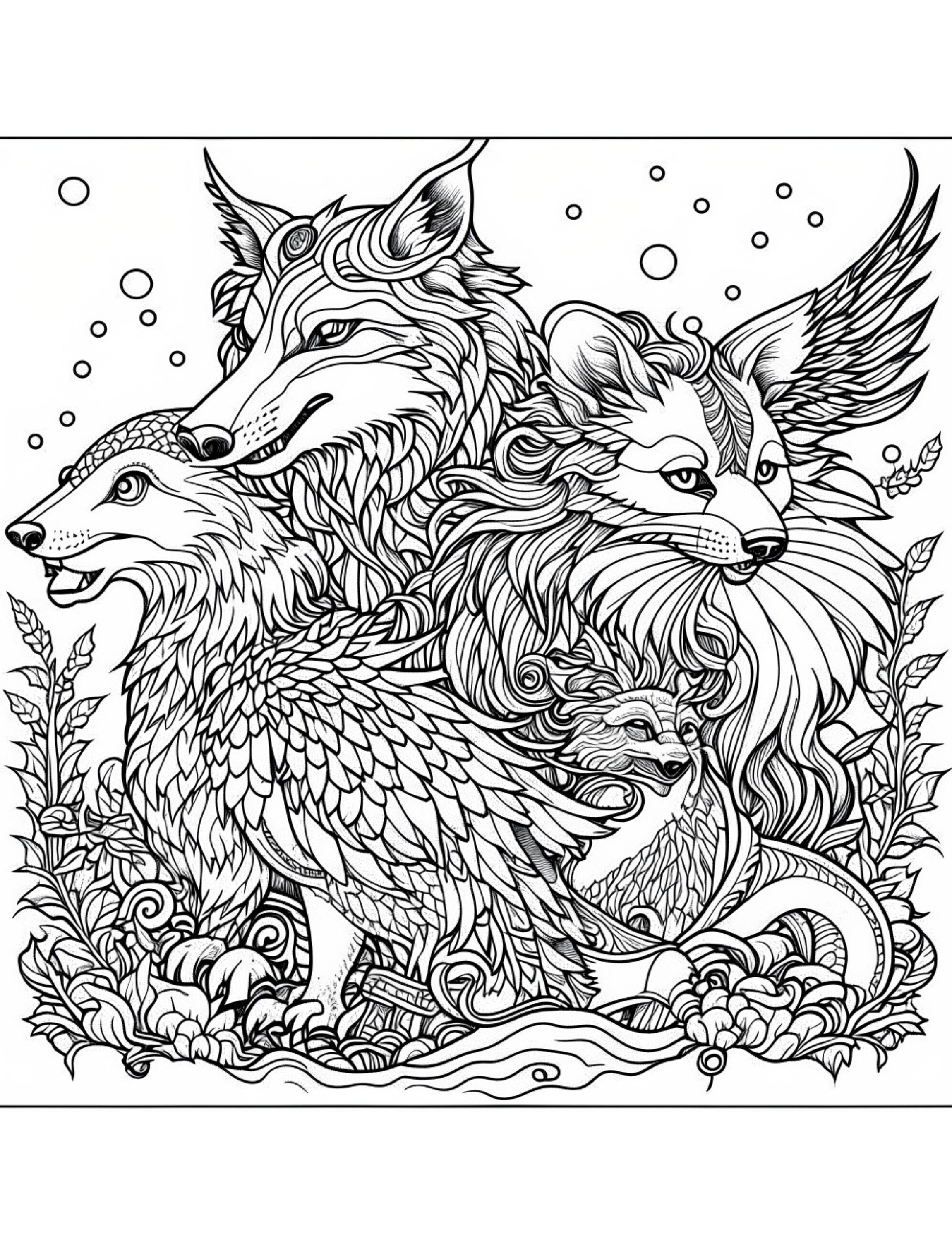 Mythical Creatures Animal Coloring Pages With Imaginative - Etsy