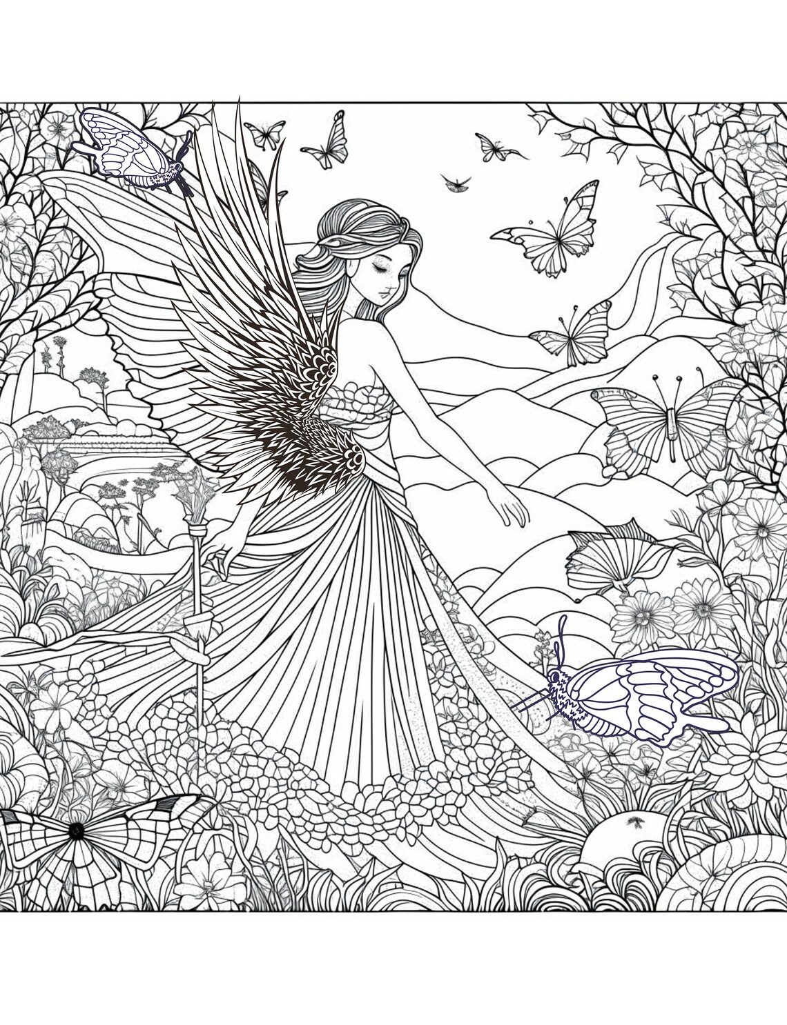 Fantasyland Coloring Pages for Adults With Angels, Castles, Kingdoms