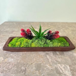 Moss Filled Wood Bowl