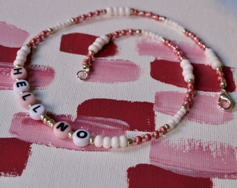 Rosa oder Lila Personalisierte Perlenkette mit Buchstaben