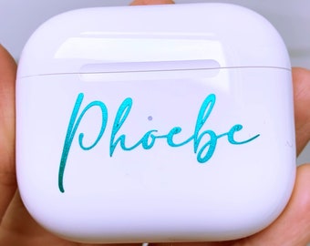 Gepersonaliseerde naamstickers Airpods - vinylstickers - aangepaste naamsticker