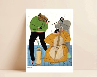 Gracias postal, hermosa ilustración de arte