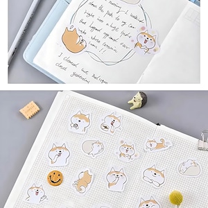 Dog Cartoon Stickers, Set 45 pieces, Die Cut Stickers, Cute adorable kawaii journal  decorations/ planner diary book sticker