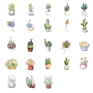 Pegatina de cactus, planta suculenta, juego de 46 piezas, pegatinas troqueladas, adorables decoraciones de diario kawaii/pegatinas de planificador/pegatina de libro de diario