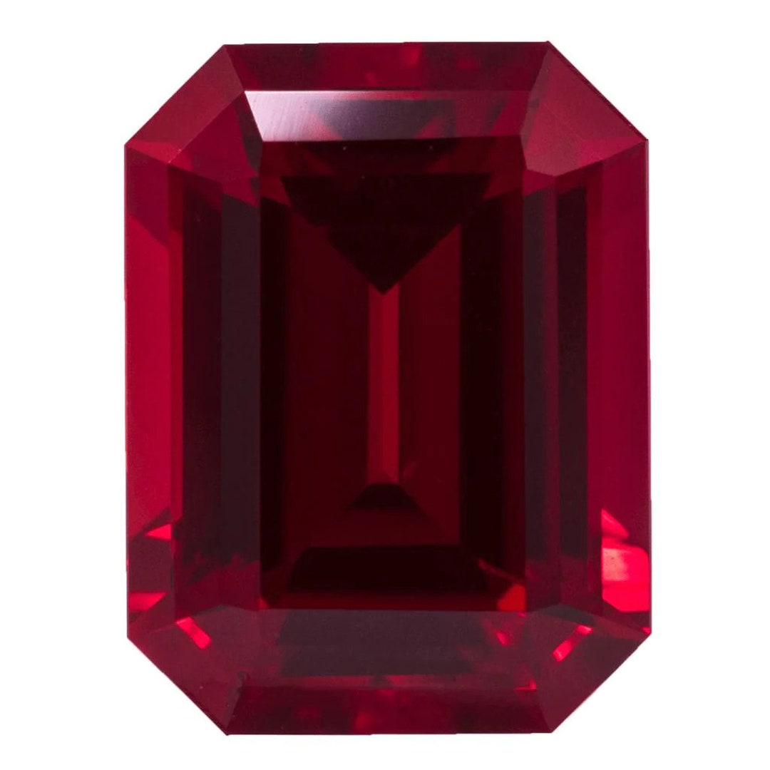 Ruby Cut Loose Ruby Emerald Cut Hydrothermal Ruby Faceted Gemstone All Sizes - Etsy