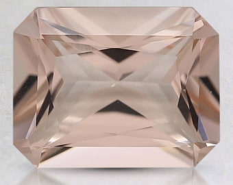 Peach Morganite Radiant Cut Loose Lab Grown Faceted Gemstone All Sizes