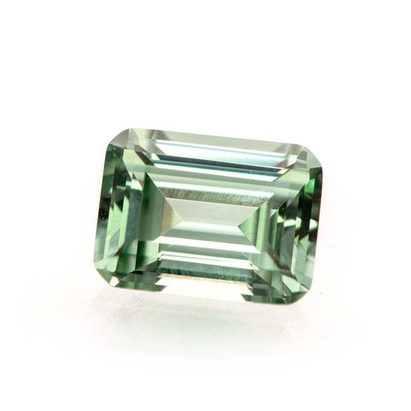 Green Sapphire Emerald Cut Loose Lab Grown Faceted Gemstone All Sizes