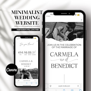 Hochzeitswebsite Canva, Digitale Hochzeitsmobile, Mini Website einladen, Responsive digitale Hochzeitseinladung, Online-Hochzeit Rsvp Informationen