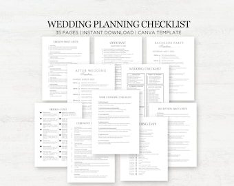 Wedding Planning Checklist: Editable Canva Template (Digital Download)