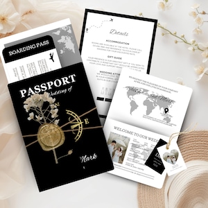 Destination Wedding Invitation template Boarding Pass template with tag rsvp Printable Passport Wedding Invitation Travel Wedding invite JA8