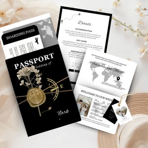 Destination Wedding Invitation template Boarding Pass template with tag rsvp Printable Passport Wedding Invitation Travel Wedding invite JA8