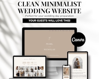 Canva Wedding Website, Digital Wedding Mobile, Mini Website Invite, Responsive Digital Wedding Invitation, Online Wedding Rsvp Information