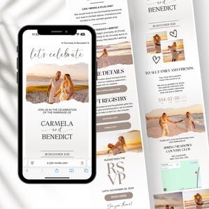 Canva Wedding Website Template: Mobile Digital Invitation with RSVP (Digital Download)