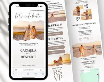 Canva Wedding Website Template: Mobile Digital Invitation with RSVP (Digital Download)