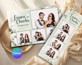 Modelo de cabine fotográfica minimalista para casamento: Moldura elegante da Canva (2x6 e 4x6) (download digital)