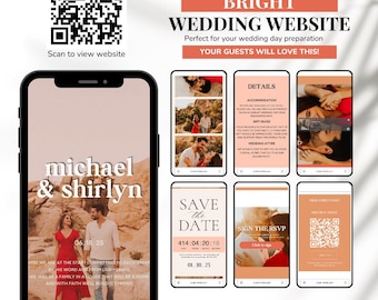 Plantilla Canva para sitio web de bodas: Invitación móvil y RSVP (Descarga digital)