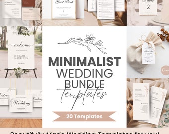Elegant Wedding Bundle Templates, Editable Designs, DIY Invitation Set, Printable Templates, Digital Download, Minimalist Designs,Stationery