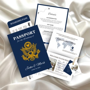 Passport Wedding Invitation Destination Wedding Passport Boarding Pass Printable Passport Wedding Invitation Travel Theme Wedding JA4 image 3