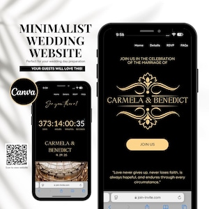 Canva Wedding Website Template: Mobile Invitation with RSVP (Digital Download)