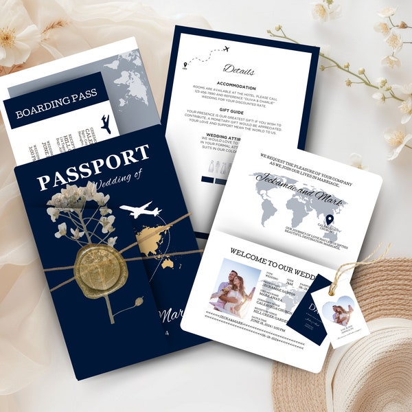 Passport Wedding Invitation Destination Wedding Passport Boarding Pass Printable Passport Wedding Invitation Travel Theme Wedding