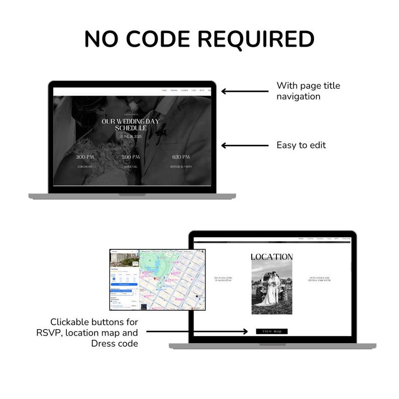 Wedding site Canva, Digital Wedding Mobile, Mini site Invite