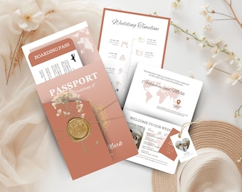 Wedding Passport Invitation Template Destination Template Boarding Pass Invitation Wedding Invite Save the date Card Passport Template