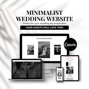 Canva Hochzeitswebsite, Digitale Hochzeitseinladung, Mini Website einladen, Responsive Digitale Hochzeitseinladung, Online Hochzeit Rsvp Informationen