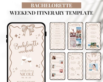 Bachelorette Itinerary Template for Mobile, Digital Itinerary for Bachelorette Party, Weekend Itinerary Bachelorette, Digital Invitation