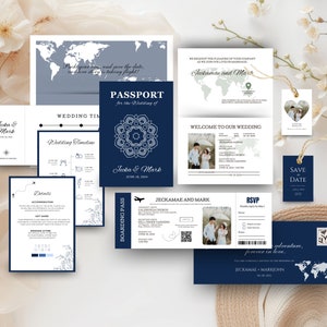 Passport Wedding Invitation Destination Wedding Passport Boarding Pass Printable Passport Wedding Invitation Travel Theme Wedding JA4 image 5