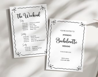 Bachelorette Itinerary Template Printable, Digital Itinerary for Bachelorette Party, Weekend Itinerary Bachelorette, Digital Invitation
