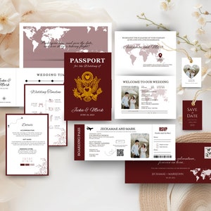 Bestimmungsort Hochzeitspass Hochzeitseinladung , Bordkarte, Passport Einladung Einladung Passport Einladung zur Hochzeit VORLAGE JA5