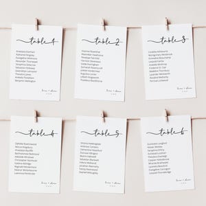 Modèle de plan de table de mariage, modèle de carte de table de mariage minimaliste moderne, trouvez votre siège, modèle de plan de table suspendu