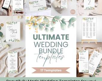 Wedding Bundle Templates, Editable Designs, DIY Invitation Set, Printable Templates, Digital Download, Minimalist Designs