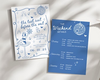 Bachelorette Itinerary Template Printable, Digital Itinerary for Bachelorette Party, Weekend Itinerary Bachelorette, Coastal Invitation