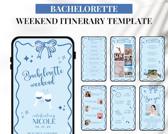 Bachelorette Itinerary Template for Mobile, Digital Itinerary for Bachelorette Party, Weekend Itinerary Bachelorette, Digital Invitation