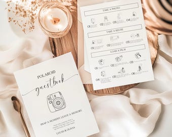 Minimalist Instax Mini 12 Guest Book Sign: Photo Instructions (Digital Template)