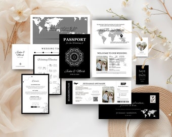 Wedding Passport Invitation Template Destination Template Boarding Pass Invitation Wedding Invite Save the date Card Passport Template JA8