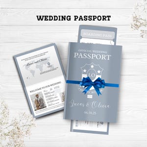 Wedding Passport Invitation Template Blue Destination Template Boarding Pass Invitation Wedding Invite Save the date Card Passport Template