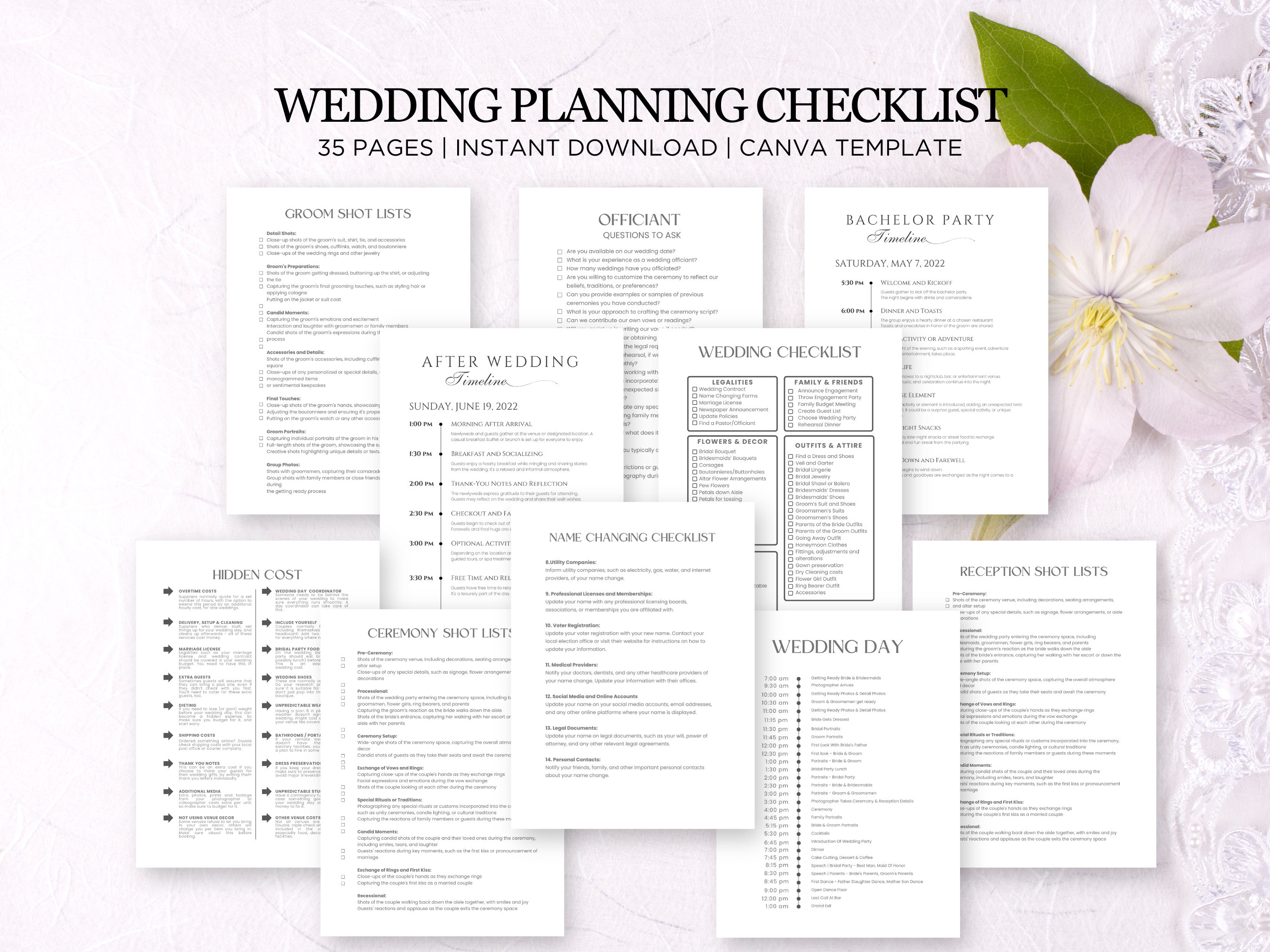 Wedding Checklist Printable Wedding Planning Checklist Wedding