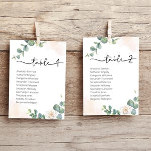 Minimalist Wedding Seating Chart Card Template, Modern Wedding Seating Chart Cards, Simple Seating Chart Cards Wedding