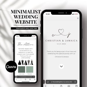 Hochzeitswebsite Canva, Digitale Hochzeitsmobile, Mini Website einladen, Responsive digitale Hochzeitseinladung, Online-Hochzeit Rsvp Informationen