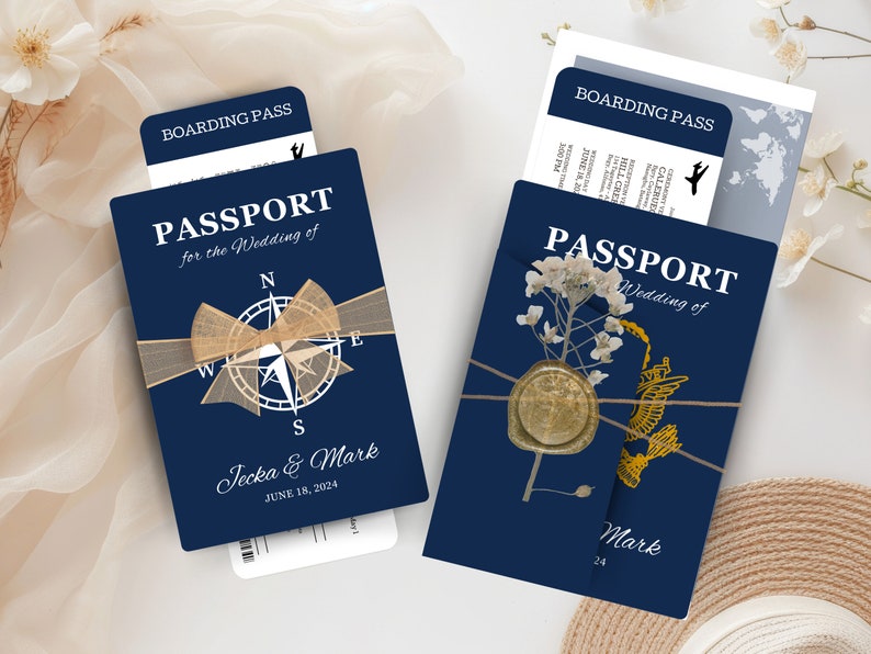 Passport Wedding Invitation Destination Wedding Passport Boarding Pass Printable Passport Wedding Invitation Travel Theme Wedding JA4 image 6