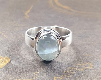 Bague en argent Bague naturelle en argent massif 925 pour elle Cadeaux pour elle cadeaux pour maman bague aigue-marine bague faite main cadeau pour elle