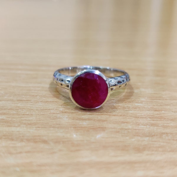 Ruby Agate ring, 925 zilveren ring handgemaakte ring zilveren ring, voor broer, cadeau voor zus, biologische ring, bague en argent, BIJOUX EN ARGENT