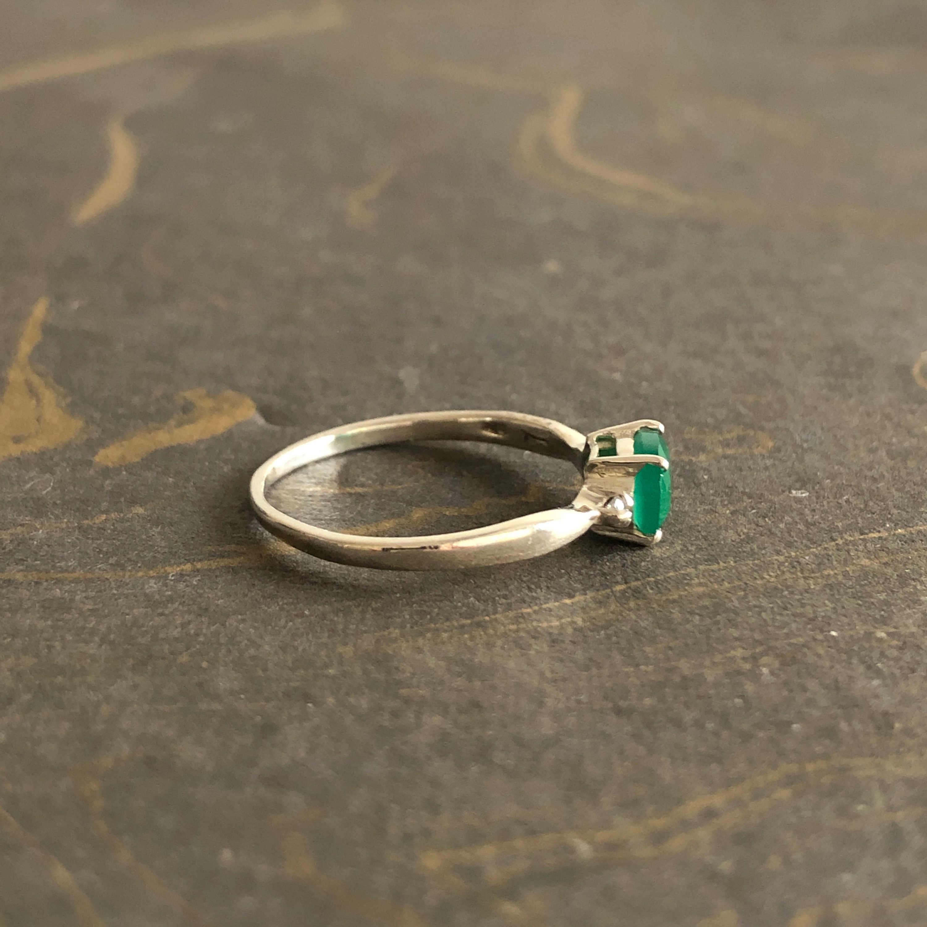 Bague Argent 925 émeraude Créée En Laboratoire Taille Marquise - Neuve
