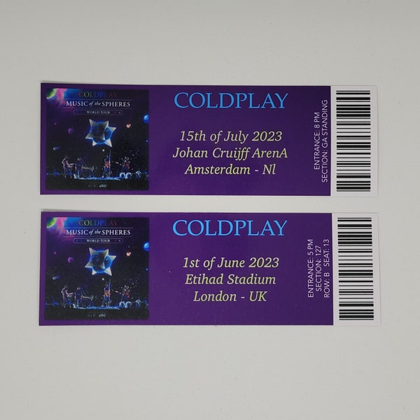 Coldplay Tour Ticket Etsy