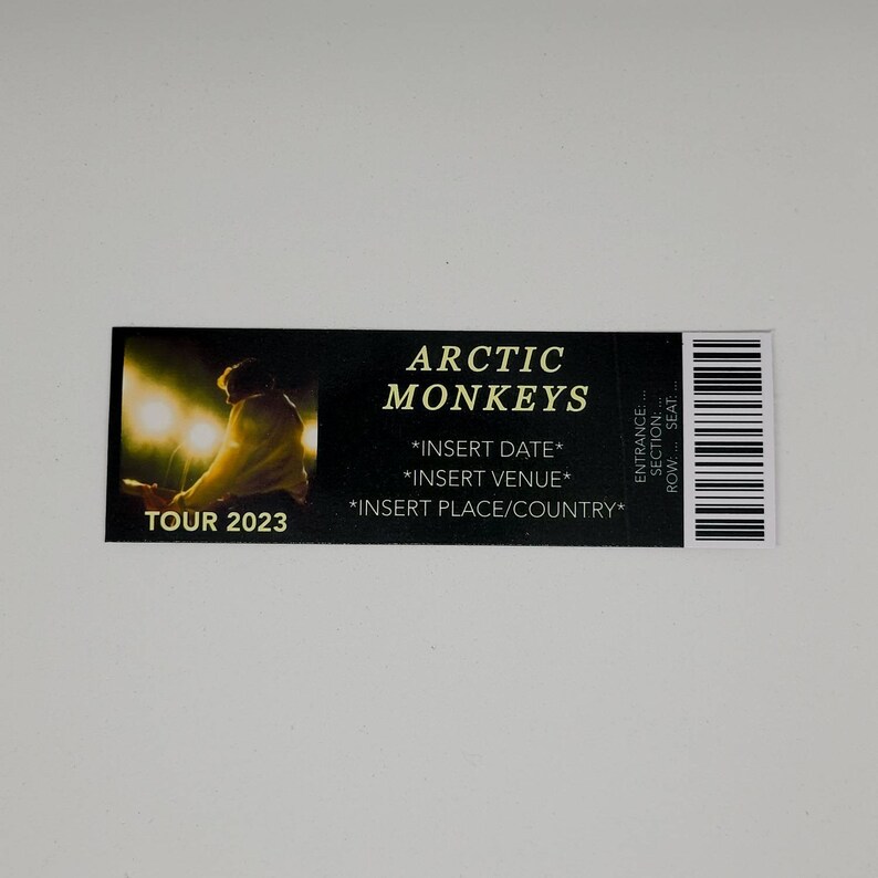 Physical Custom Arctic Monkeys 2023 Tour Souvenir Tickets Etsy UK