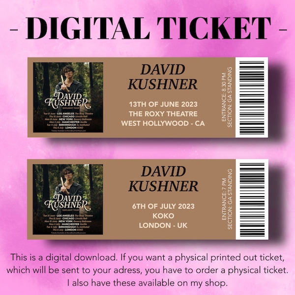 David Kushner Tour Etsy
