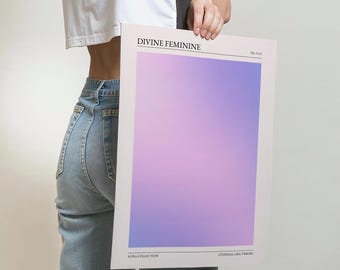 女性らしいエネルギーのグラデーションプリント、ピンクオーラのウォールアート（デジタルダウンロード）
